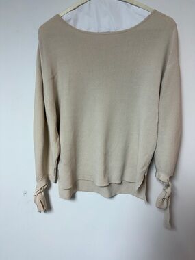 Chicwish Beige Tie-Sleeve Crew Neck Sweater